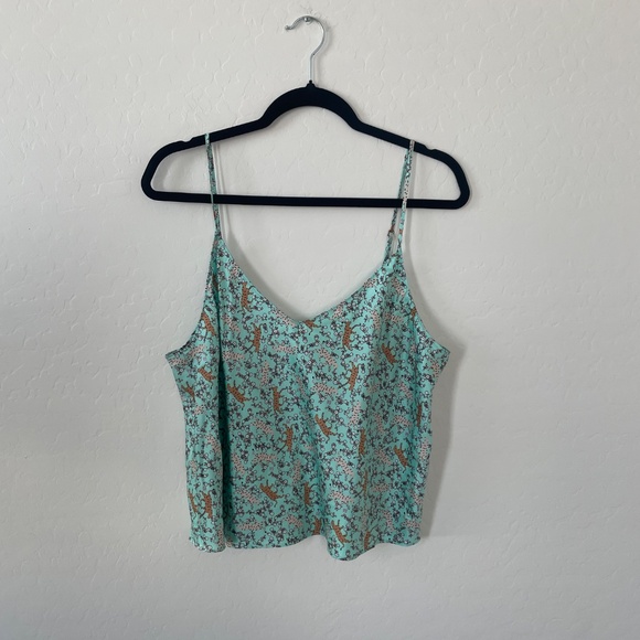 VS Floral Tiger Print Cat Sleep Lounge Pajama Blouse Artsy Classy Chic Tank Top - Picture 4 of 6